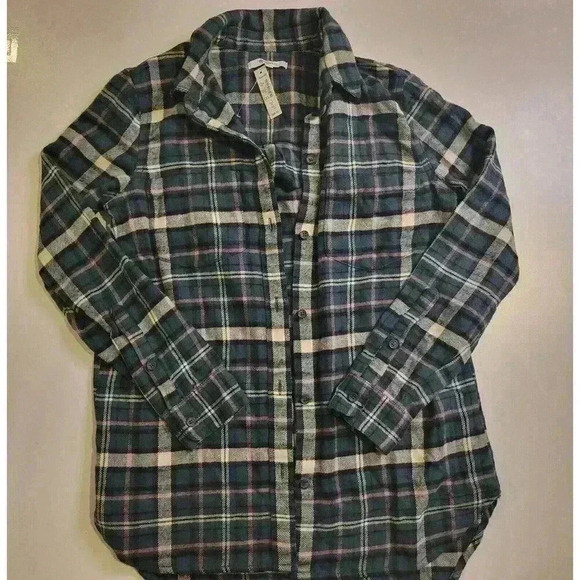 Madewell Tops - Madewell Womens Ex-Boyfriend Flannel Shirt XS Green Baywood Plaid M6067 NWT